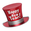 3D render of a red Happy New Year top hat