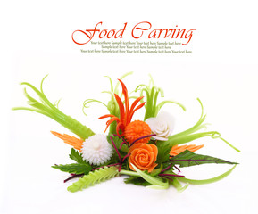 Creative bouquet made of fruits and vegetables isolated