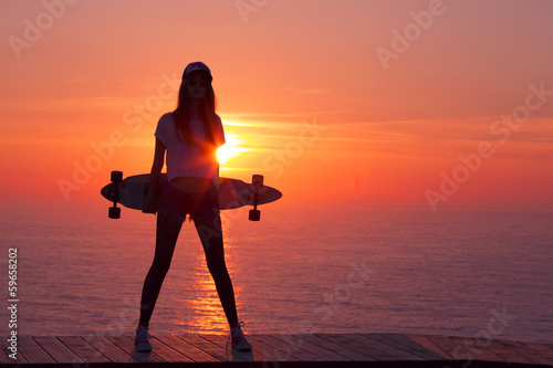Foto-Doppelrollo - Skater Girl (von ikostudio)