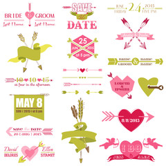 Poster - Valentine and Wedding Graphic Set - Arrows, Feathers, Heart