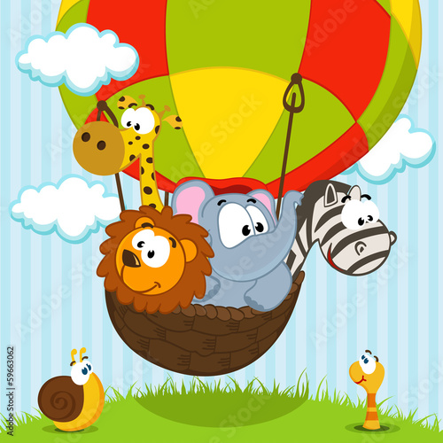  Fototapety dla chłopców   zwierzeta-podrozujace-balonem-wektor-ilustration
