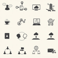 Wall Mural - Business and social network icons set. Vector