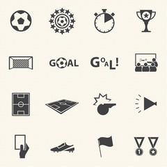 Soccer icons set with texture background. Vector