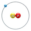Deuterium atom on white background
