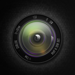 Camera photo lens on social  background