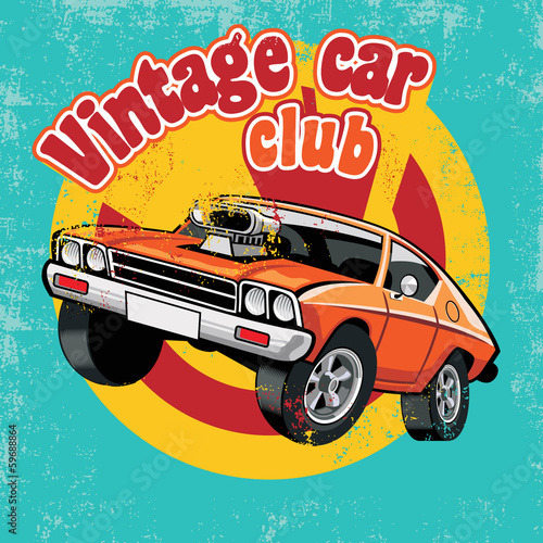Naklejka dekoracyjna retro car club