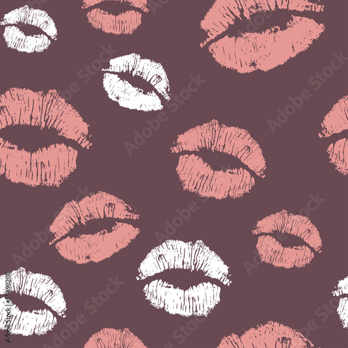 Obraz w ramie Vector seamless background. lips prints