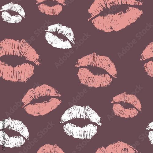 Nowoczesny obraz na płótnie Vector seamless background. lips prints