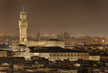 Fototapete - Palazzio Vecchio Florenz Italien beleuchtet