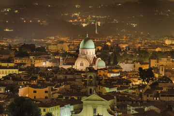 Fototapete - Panorama Florenz Italien Synagoge beleuchtet