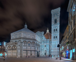 Fototapete - Dom Panorama Florenz Italien beleuchtet