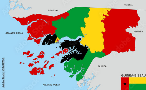 Obraz na płótnie canvas dwuczęściowy "dyptyk" Mapa Gwinei Bissau