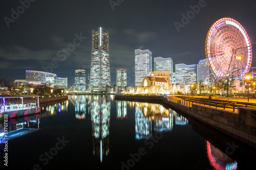 Naklejka samoprzylepna Yokohama night japan