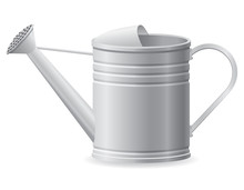 Metal Watering Can Vector Illustration