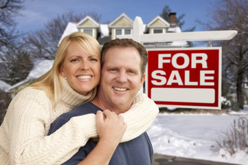 Wall Mural - Couple in Front of New House and Real Estate Sign