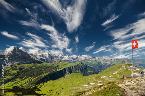 Foto-Schiebevorhang einzelne Stoffpaneele - Schweizer Alpenpanorama (von Ben Burger Foto Graz)
