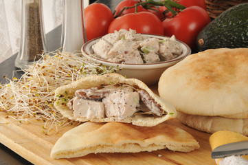 Wall Mural - chicken salad pita sandwiches