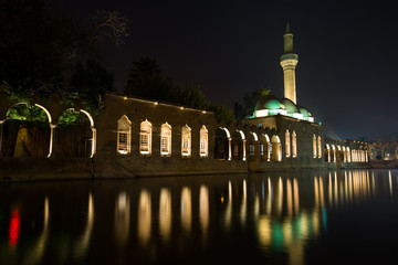 fish lake and Halil-ur Rahman Mosque at blue hours