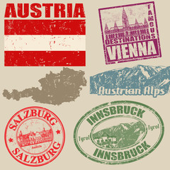 Wall Mural - Set of grunge stamps with Austria