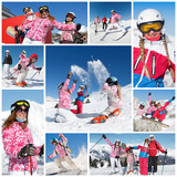 Fototapeta  - ski famille