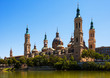 Summer view of Cathedral in Zaragoza from Ebro