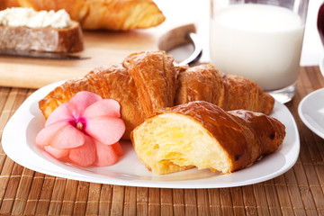 Poster - Croissants and milk