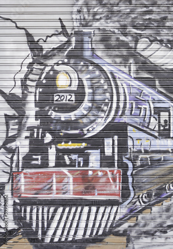 Naklejka na drzwi Graffiti train