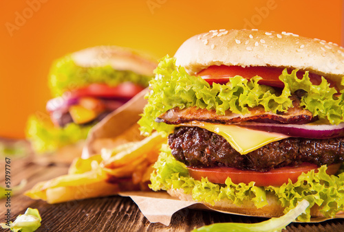 Tapeta ścienna Świeże hamburgery