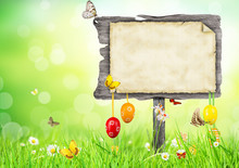 Easter Concept With Blank Sign