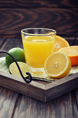 Wall Mural - Citrus juice and fruits