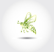 Green Bee Icon Vector