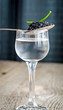 Black caviar and glass of vodka
