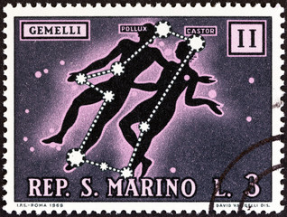 Sticker - Gemini sign of the Zodiac (San Marino 1970)