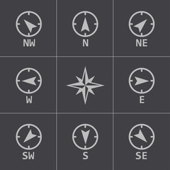 Sticker - Vector black wind rose icons set