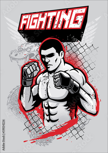 Nowoczesny obraz na płótnie MMA fighter design