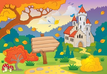 Wall Mural - Autumn theme with castle 2