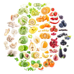 Wall Mural - Big Collection of fruits and vegetables isolated on white