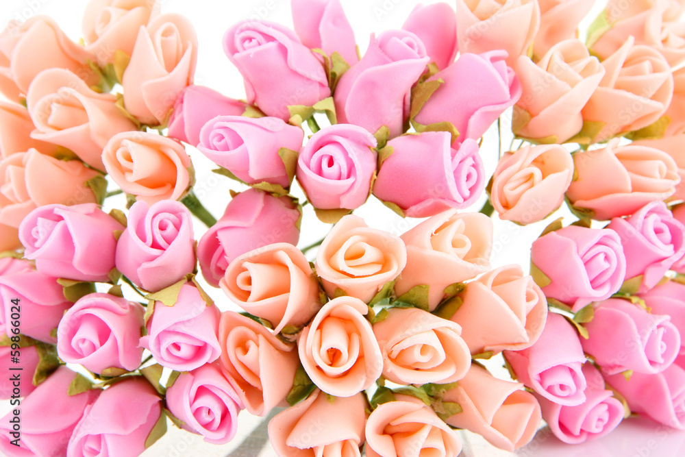 Bouquet of beautiful artificial flowers, close up