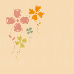 Wall Mural - Abstract Retro Vector Flowers on Paper, Textile Background