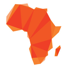 Poster - red Africa map in origami style