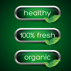 Sticker - Ecology, organic icon set. Eco-icons