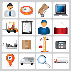 logistic icons, shipping icons, supply chain management