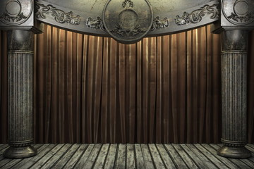 fabric curtain on old stage