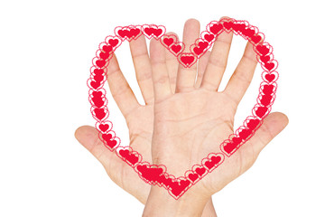 hand with hearts