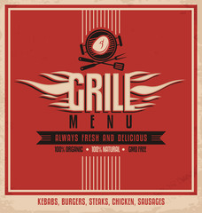 Grill menu retro flyer design template