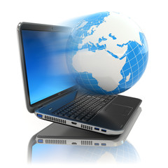 Fototapete - Internet concept. Laptop and earth.