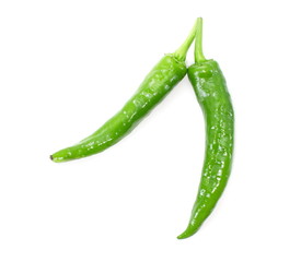 Wall Mural - Green chili pepper isolated on white background