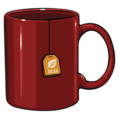 Wall Mural - vector cartoon mug with tea bag