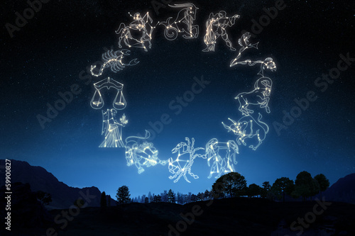 Foto-Schiebevorhang einzelne Stoffpaneele - Zodiac Sign's. Individual's also available. (von Digital Storm)