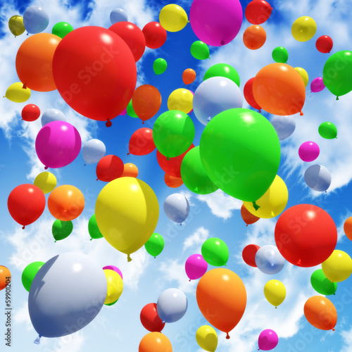 Nowoczesny obraz na płótnie Multicolored Balloon's released into the sky